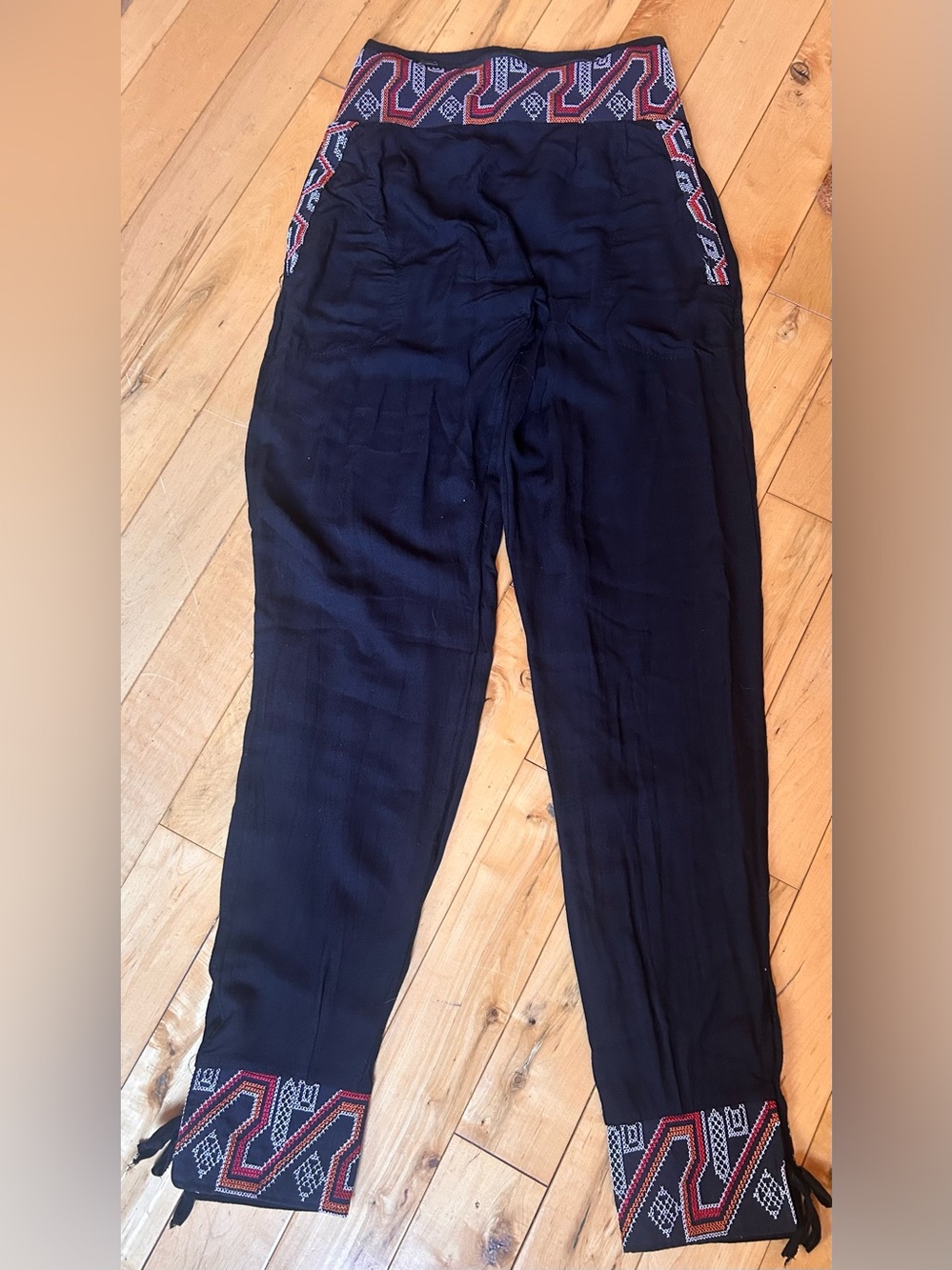 Boho Geometric Embroidered Harem / Jogger Pants Womens